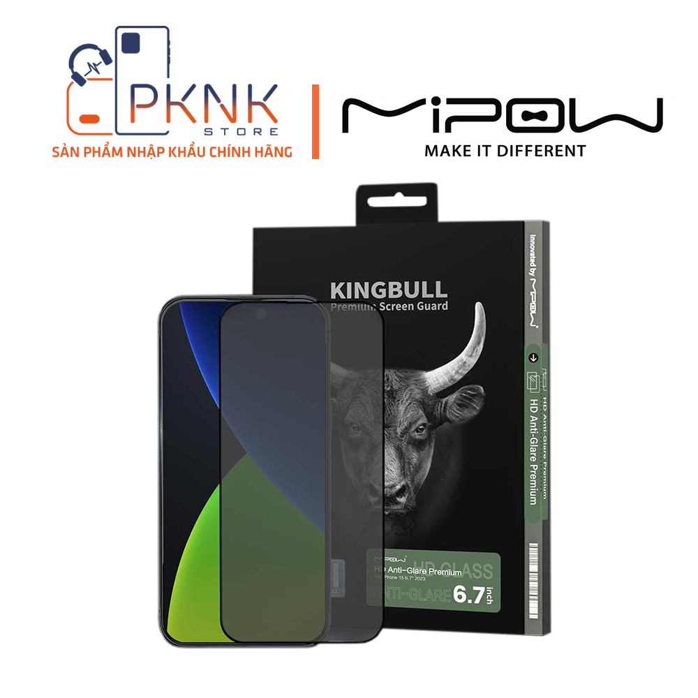 Cường chống bám vân MiPow Kingbull Anti-Glare Premium HD iPhone 15 Promax