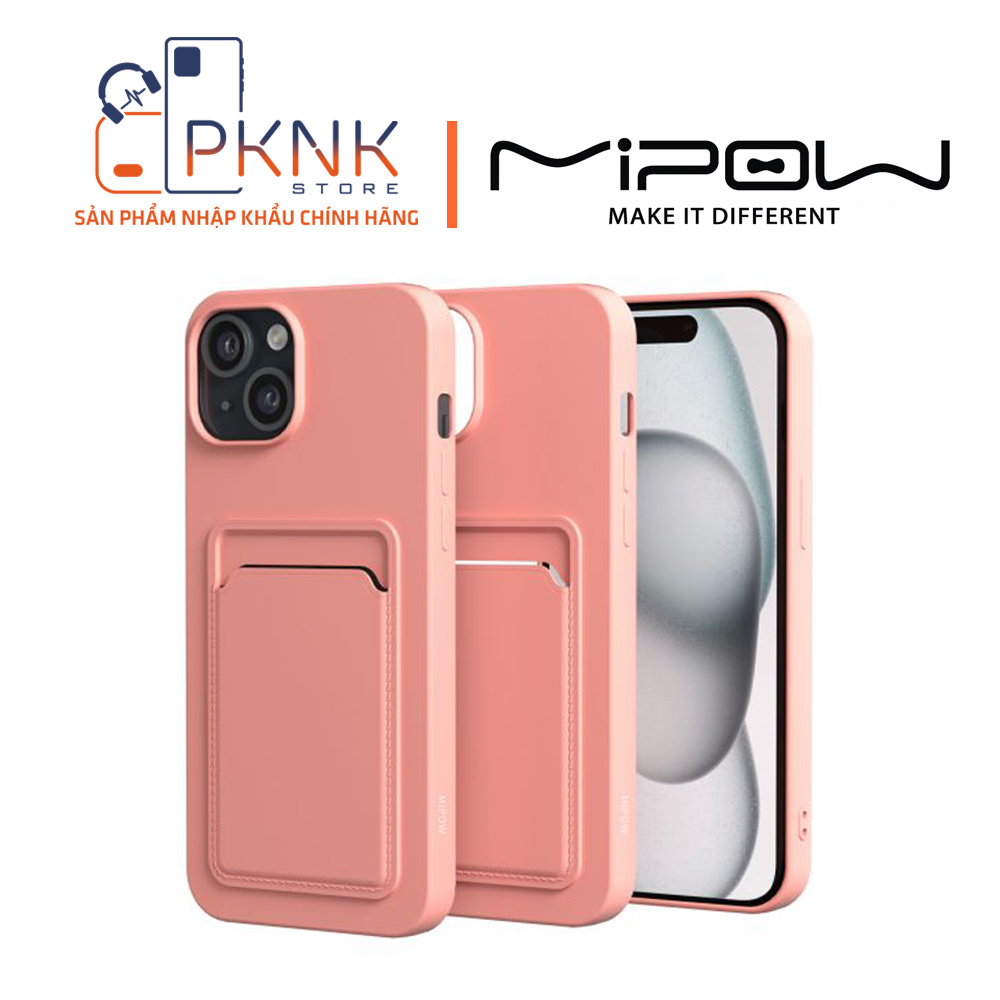 Ốp lưng Mipow Max Card Bag TPU Leather iPhone 15 Plus - Pink