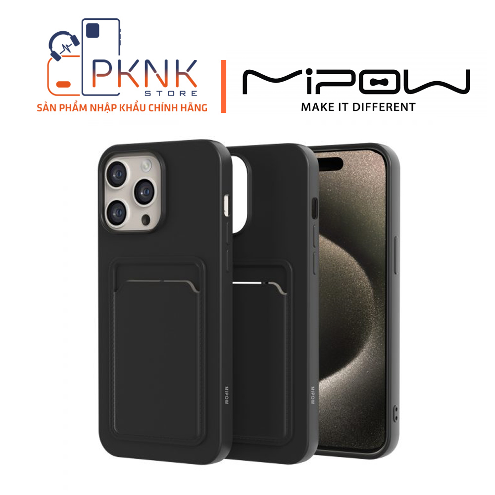 Ốp lưng Mipow Max Card Bag TPU Leather iPhone 15 Promax - Black