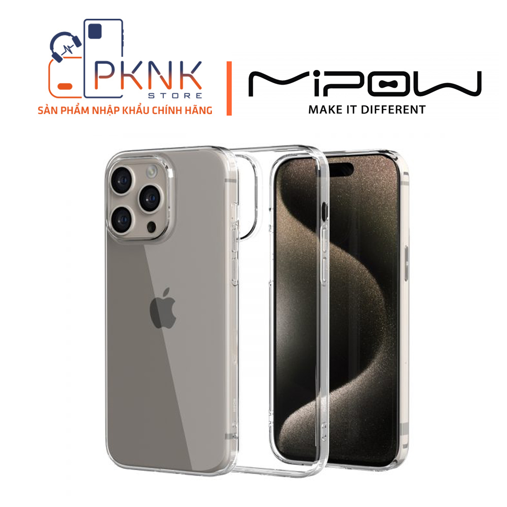 Ốp lưng trong Mipow Tempered Transparnet Case cho iPhone 15 Promax