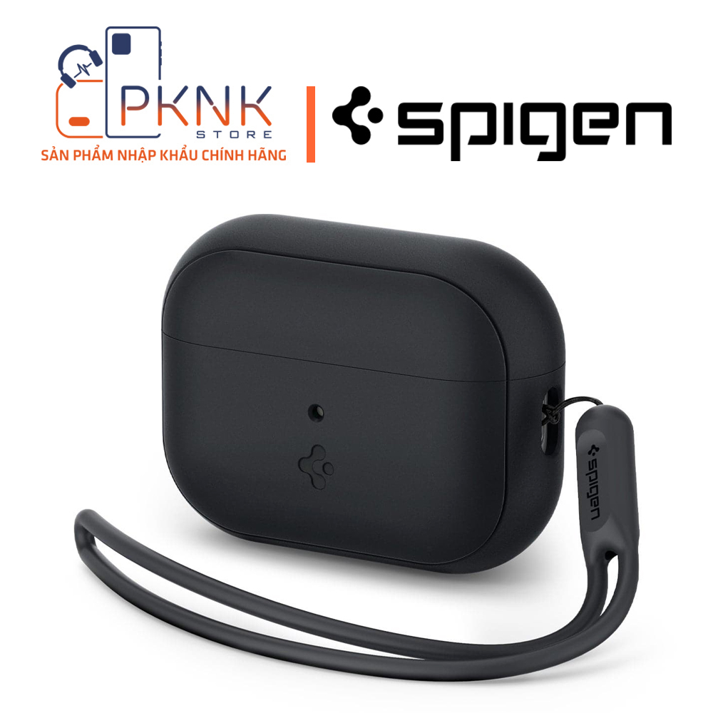 Ốp Spigen AirPods 3 Silicone Fit + Strap - Black