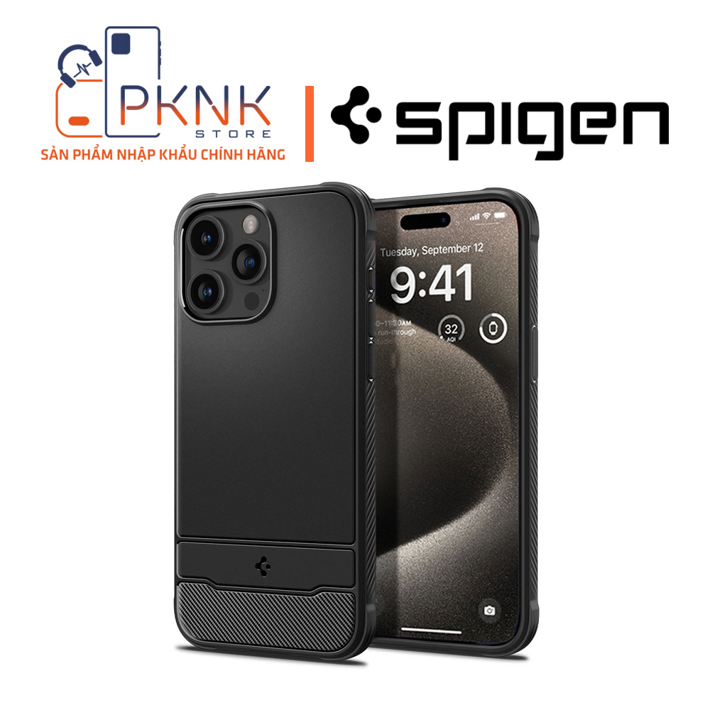 Ốp Lưng Spigen iPhone 15 Pro Max Rugged Armor (MagFit) I BLACK