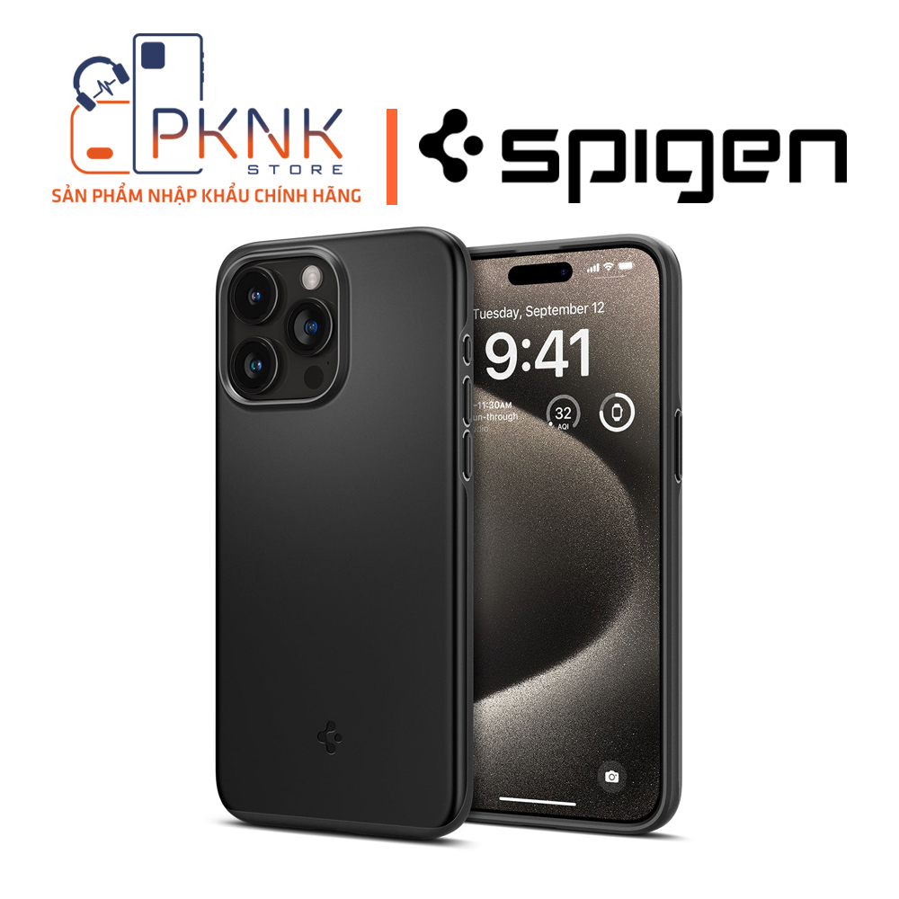 Ốp Lưng Spigen iPhone 15 Pro Max Thin Fit I BLACK