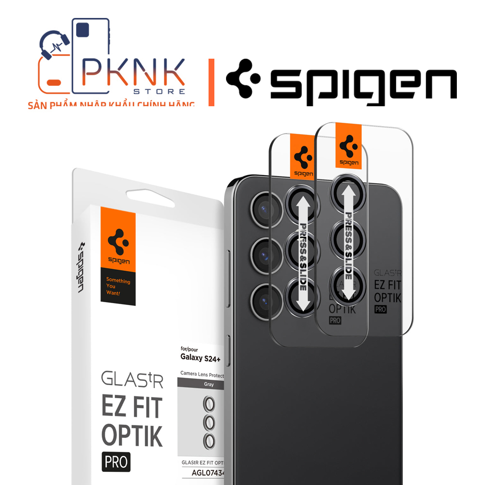 [2 Gói] Miếng dán bảo vệ Lens Camera Spigen Galaxy S24 Plus EZ Fit Optik I Gray