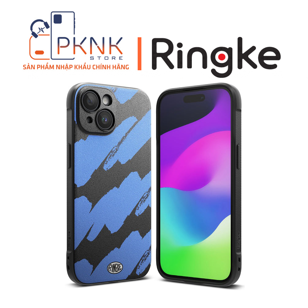 Ốp Lưng Ringke iPhone 15 Plus | Onyx Design - Blue Brush