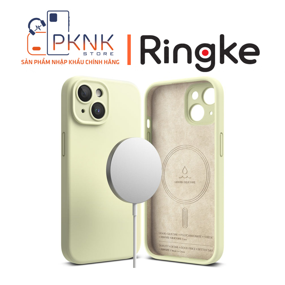 Ốp Lưng Ringke iPhone 15 Plus | Silicone Magnetic - Sunny Lime