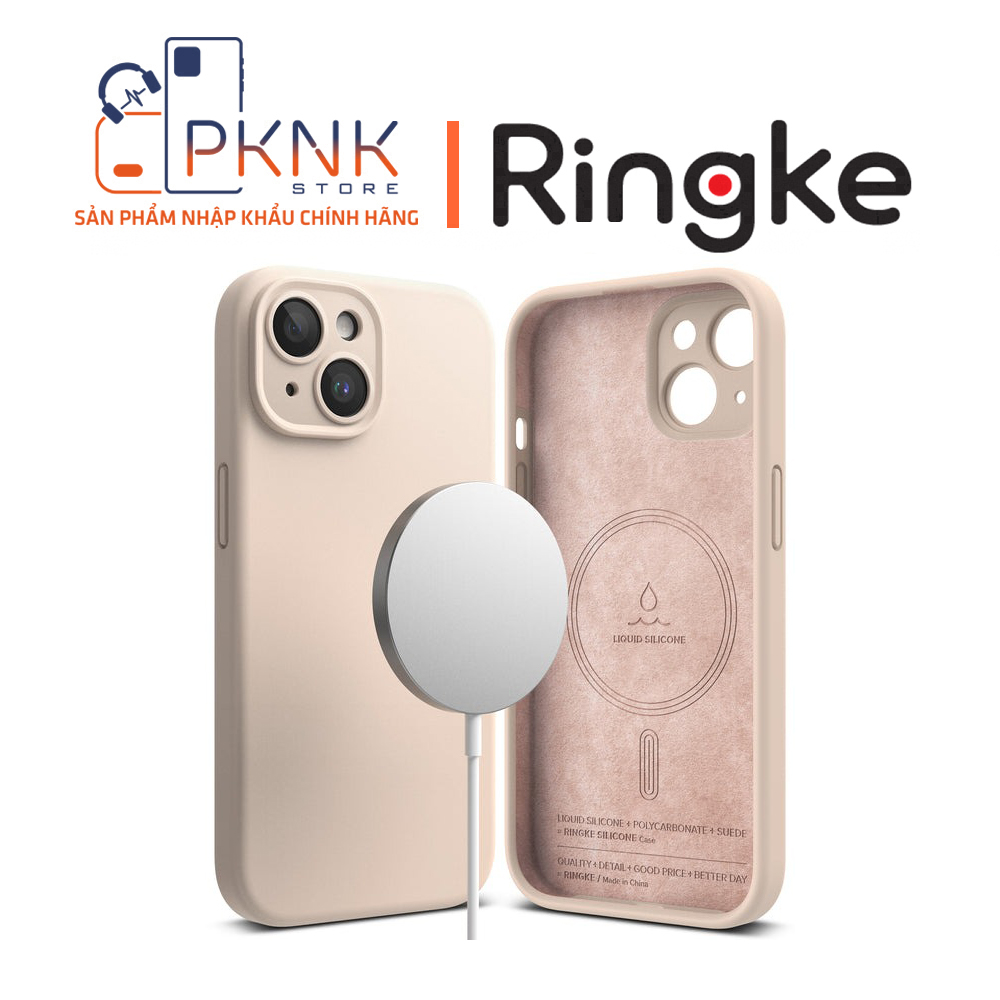 Ốp Lưng Ringke iPhone 15 | Silicone Magnetic - Pink Sand