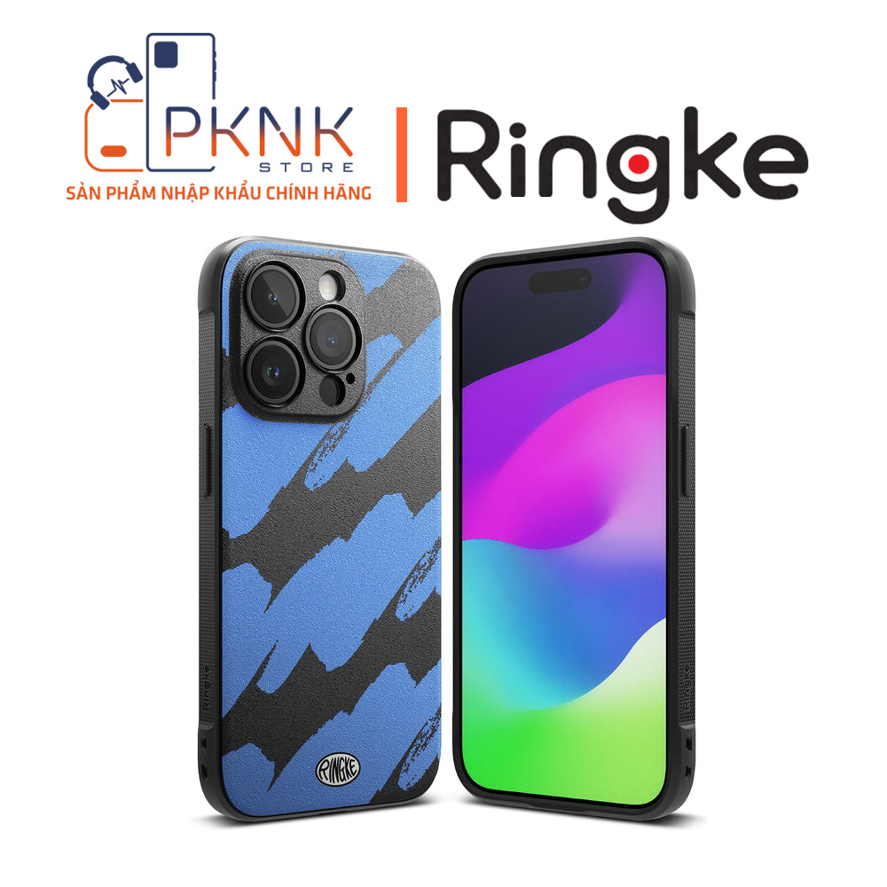 Ốp Lưng Ringke iPhone 15 Pro | ONYX Design - Blue Brush