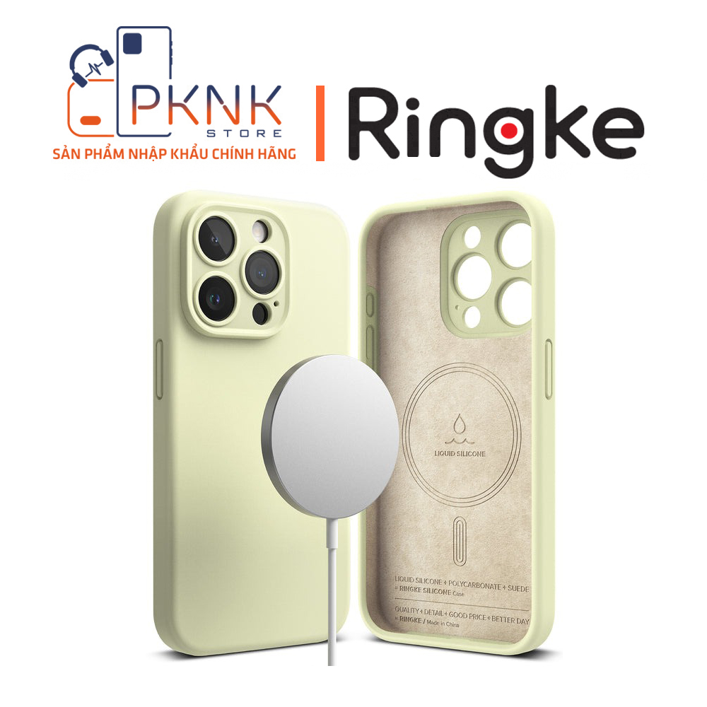 Ốp Lưng Ringke iPhone 15 Pro | Silicone Magnetic - Sunny Lime