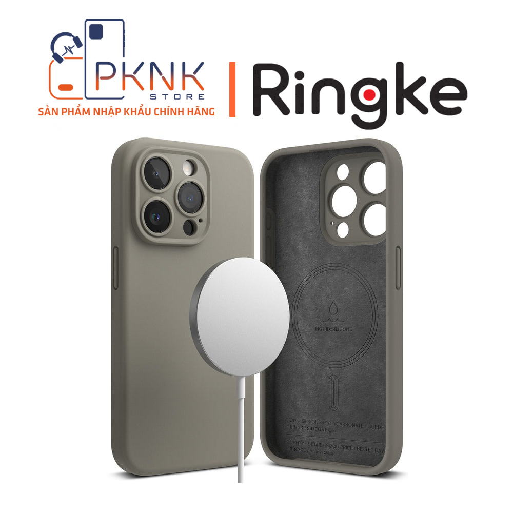 Ốp Lưng Ringke iPhone 15 Pro Max | Silicone Magnetic - Gray
